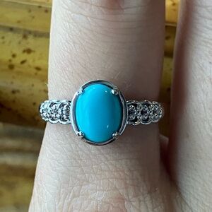 Sleeping Beauty Turquoise Sterling Silver Ring Size 9